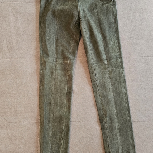 Polo by Ralph Lauren Women's Lambskin Suede Skinny Pants With Ankle Zipper - Picture 3 of 4